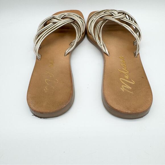 Matisse Tate Gold Woven Strappy Leather Slide Sandal Gold Metallic Size 7 Boho - Picture 10 of 14
